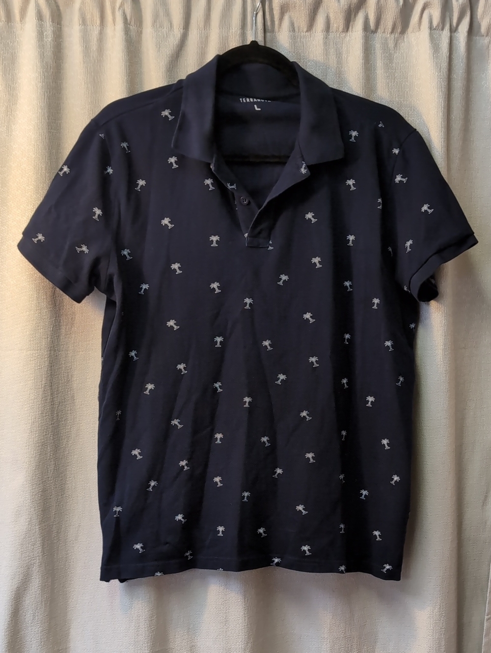 Terranova | Pique polo T-shirt with micro palm pringt
